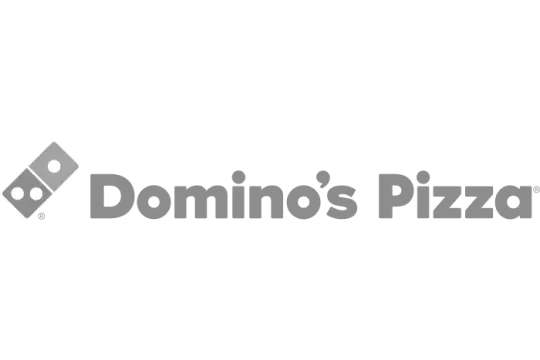Logo del cliente Domino's Pizza para pines personalizados en Costa Rica